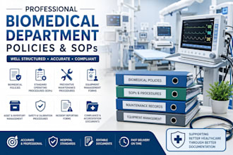 write healthcare biomedical equipment sops and procedures