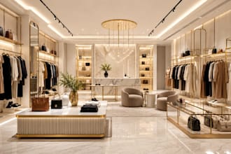 design luxury retail boutique showroom shop 3d rendering