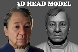 sculpt realistic custom 3d head bust portrait stl model for 3d printing