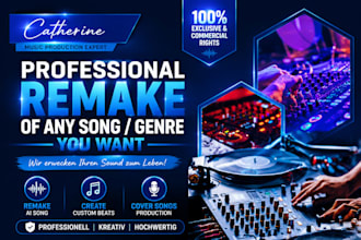 in 24hrs, mix, remix, remake ai music, cover song, backing track in any genre