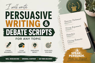 write persuasive writing and debate scripts for any topic