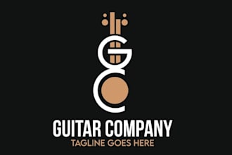 draw vintage guitar logo design with unlimited review