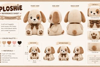 design custom plushie reference sheet ych stuffed animal toy design concept art