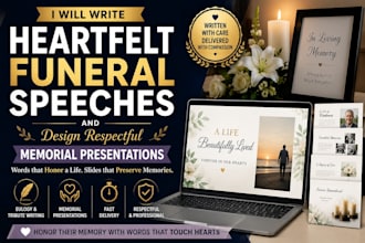 write a heartfelt funeral speech or memorial tribute presentation