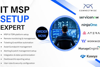 setup IT msp connectwise servicenow ninjaone atera workwize manageengine kaseya