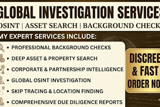 do asset research, background check and deep web osint investigation