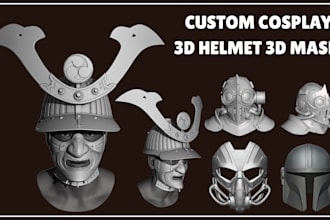 sculpt a custom 3d helmet, 3d mask, cosplay armor stl file for 3d printing
