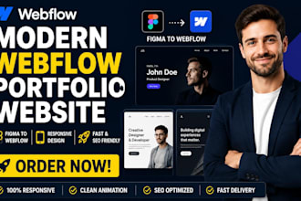 design a modern webflow portfolio website, figma to webflow, responsive webflow