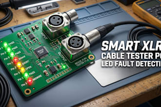 create xlr4 pcb cable tester with led fault detection system and firmware