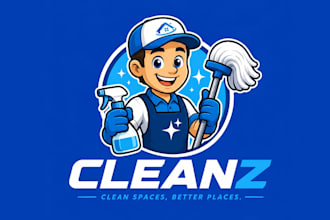 design cleaning mascot logo design with company