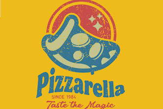 create retro pizza restaurant vintage logo design with 1 day delivery