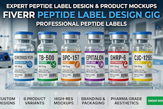 do peptide labels, 3d mockups product labels peptide vial label supplement label