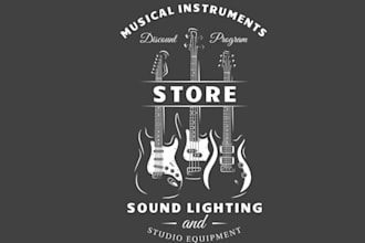 do music store vintage logo design with unlimited review