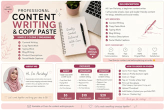 do professional content writing, copy paste and typing work