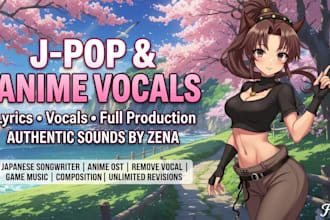 write and sing japanese anime lyrics and jpop kpop song composition for games