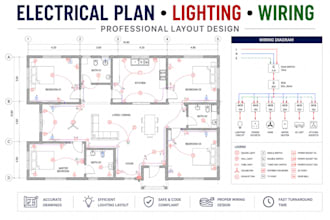 draw architectural plan electrical plan lighting layout wiring power layout plan