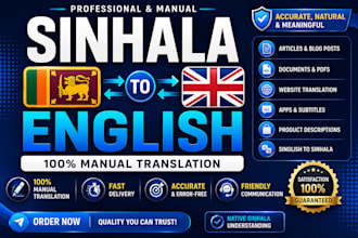 manually translate sinhala to english and english to sinhala professional