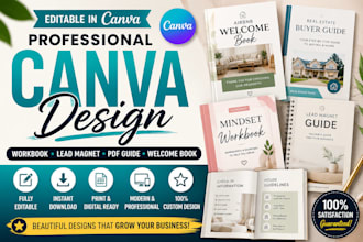 design canva workbook lead magnet pdf guide, welcome book canva ebook design