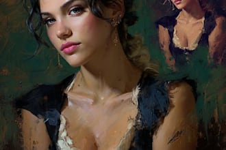 paint custom pets portrait in real oil painting