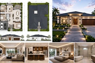 create 2d floor plan roof plan facade exterior interior 3d rendering