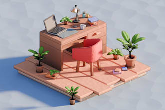 create 3d cartoon isometric scenes