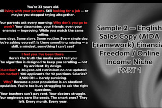 write sales copy , ad scripts in arabic and english