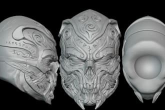 create custom 3d cosplay helmet, mask, armor, prop 3d printing stl model
