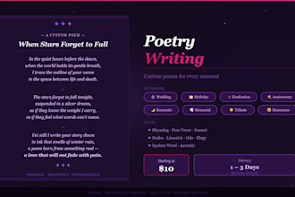 be your creative poem writer for weddings, gifts, or events