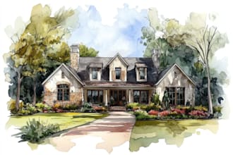 paint watercolor house portrait