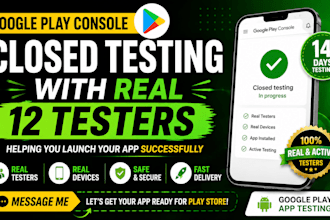 do google play console closed testing with real 12 testers