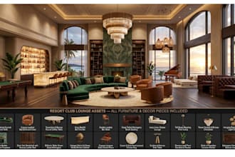 design low li perm second life 3d mesh furniture set imvu vrchat sims gta fivem