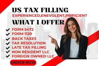 file irs tax returns and back taxes for foreign owned llc 5472 and 1120 CPA