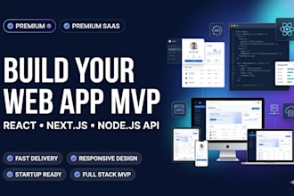 build web app mvp with react landing page, nextjs and node js api