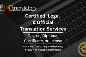 provide certified translation, legal and official documents