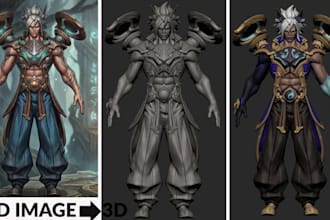 convert 2d to 3d toy figures, figurine 3d character from picture to 3d printing