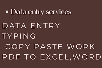 do accurate data entry, excel, copy paste and web research