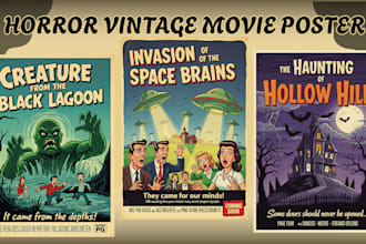 do 80s retro vintage movie poster film poster music cover or event poster, flyer