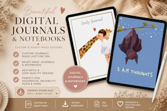 design aesthetic digital journals, planners and notebooks