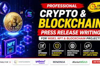 write crypto blockchain nft and web3 press release for your project