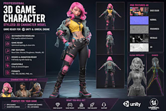 realistic 3d game character stylized 3d character model for unity unreal engine