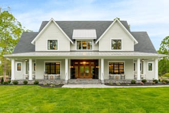 create photorealistic luxury backyard landscape and outdoor living design