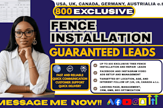 supply 800 exclusive fence installation, fence contractors leads via google ads