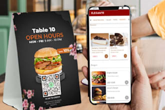 design qr code for restaurant and mobile menu, cafe ordering and food delivery
