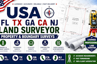 usa fl tx ga ca nj wg land surveyor property and boundary surveys