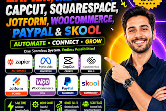 integrate zapier meta ads capcut squarespace jotform woocommerce paypal skool