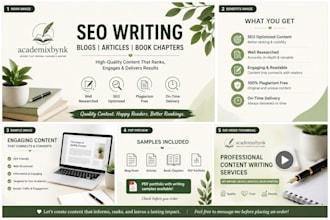 write SEO optimized blogs, articles, and book chapters