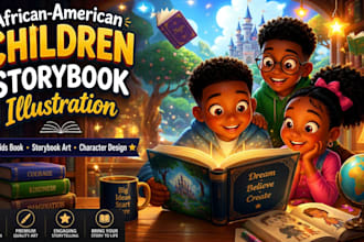 create african american children book illustration and kids story book art