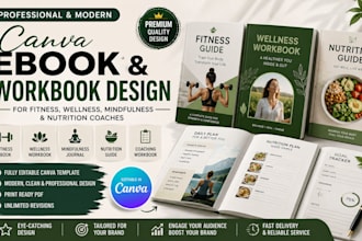design canva ebook, workbook for fitness, wellness mindfulness nutrition