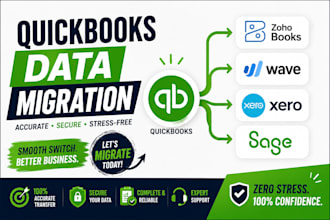 do accounting data migration from quickbooks to zoho books, wave, xero, sage