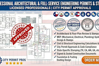 stamp architectural, mep, floor plan, engineering stamp for city permit